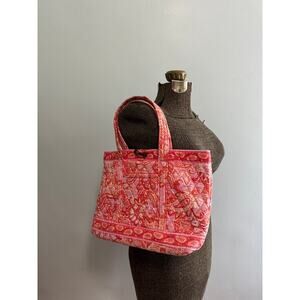 Vera Bradley sherbet orange and pink paisley toggle tote bag